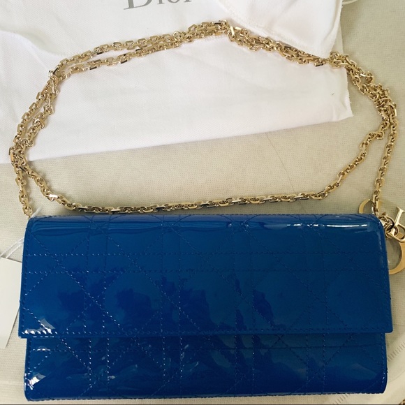 lady dior blue patent bag